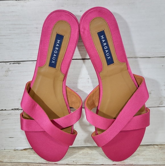 Margaux NWOB The Slide Sandals in pink orchid satin EU 38 - Picture 2 of 11